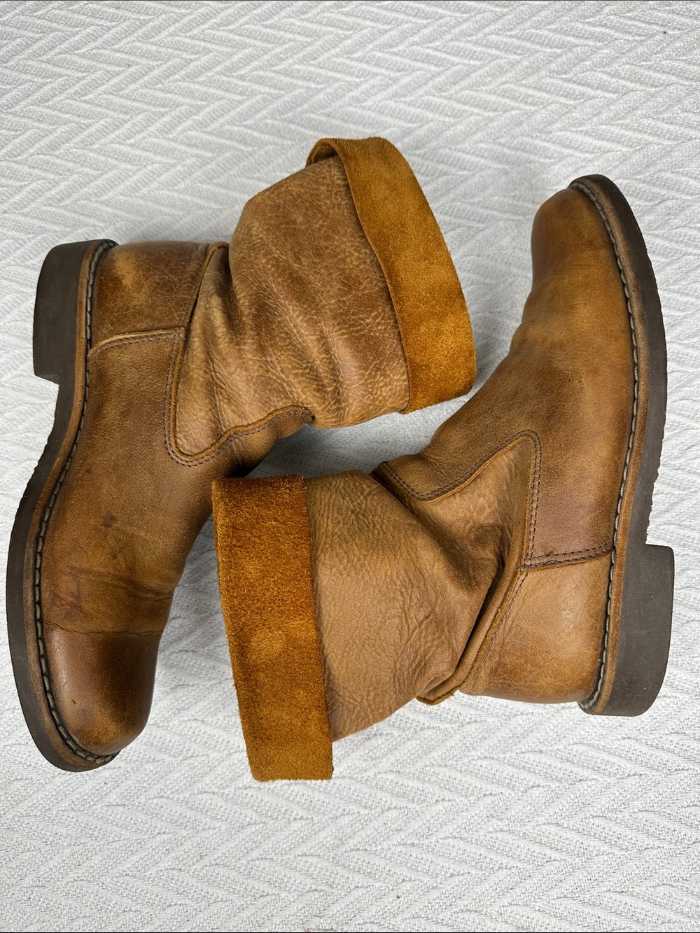 Roots Tribal Leather Boots in Cognac Brown Western Boho